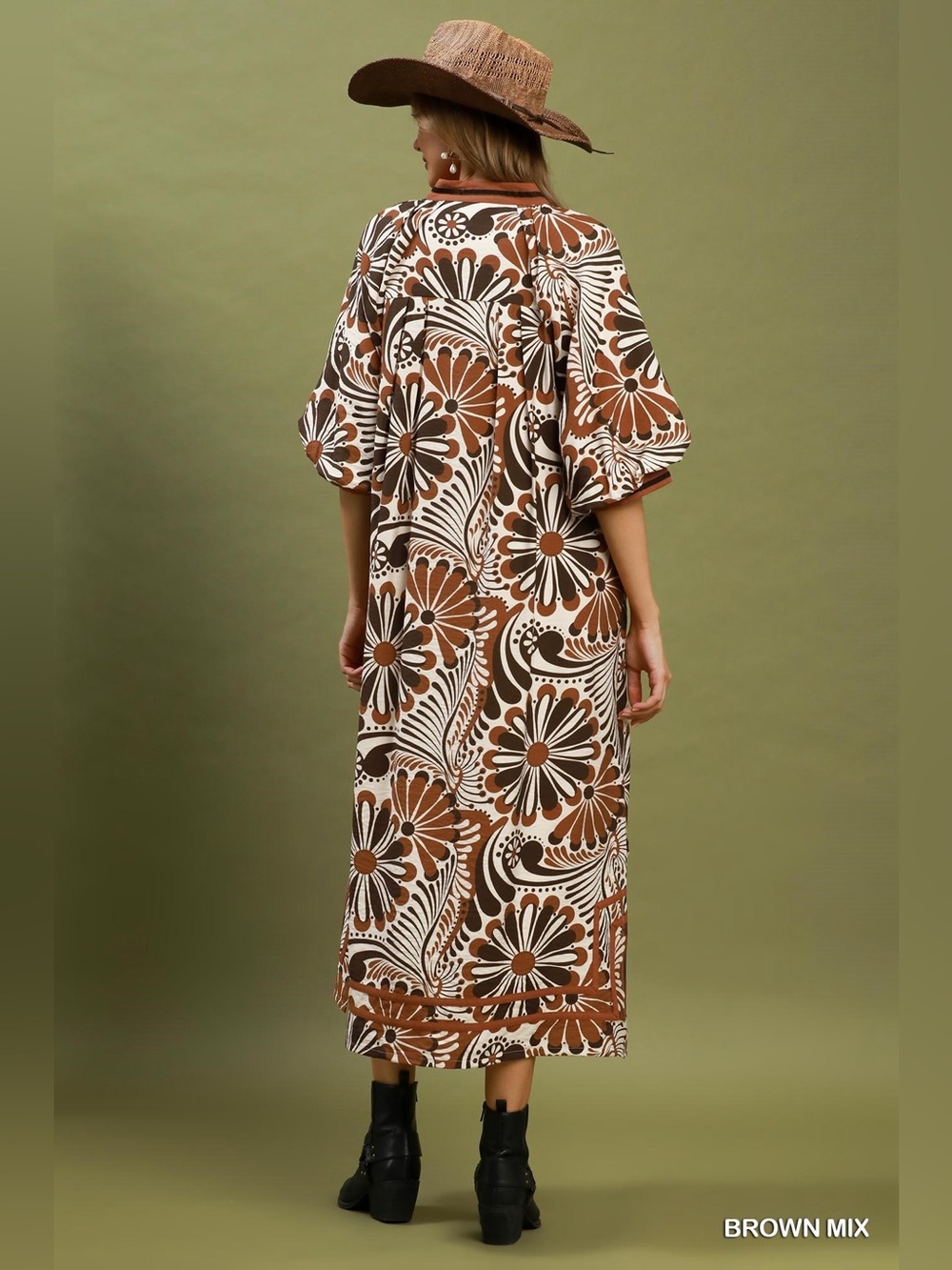 Umgee Abstract Print Midi Dress - Picture 3 of 7
